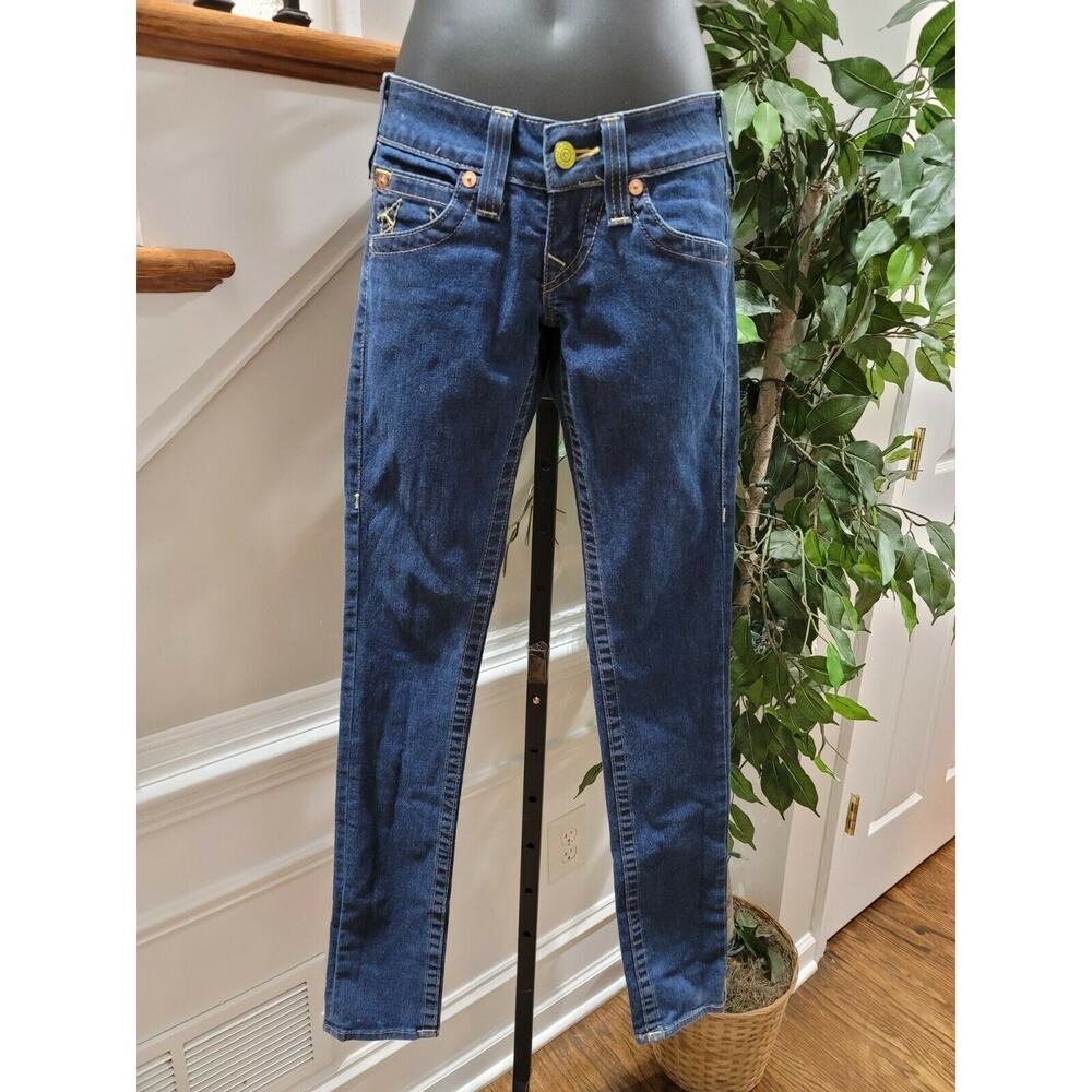 True Religion Women's Blue Denim Cotton Mid Rise Skinny Legs Jeans Pant Size 25